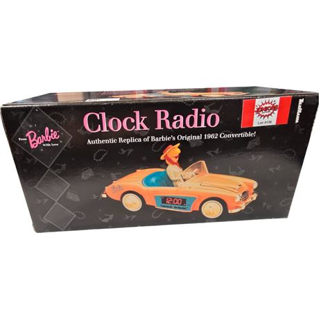 Vintage Telemania Barbie Clock Radio 1962 Convertible, In Original Box