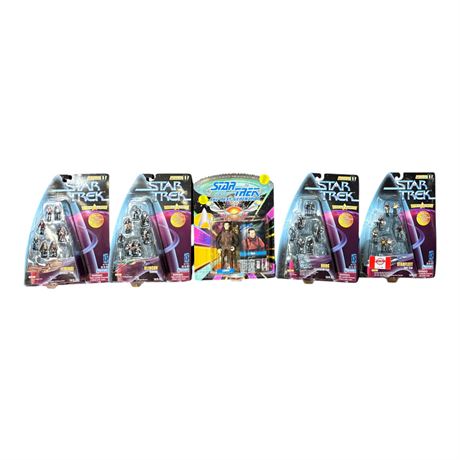 5 Playmates Star Trek Action Figures, In Original Blister Packs