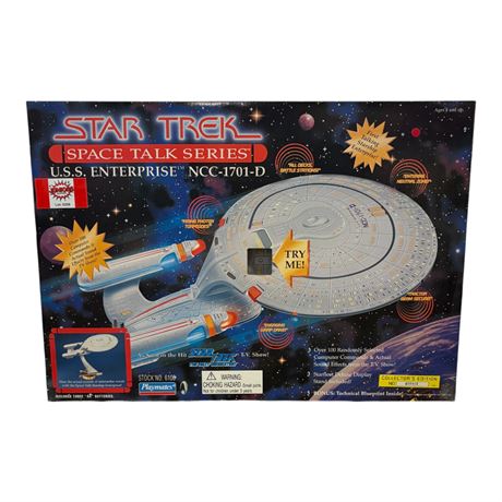 1995 Playmates Star Trek Space Talk Uss Enterprise Ncc-1701-D, In Original Box