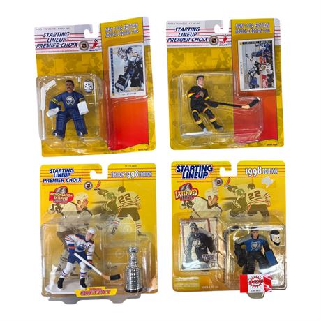 4 Kenner 1990S Starting Line Up Hockey Figures, In Original Blister Packs
