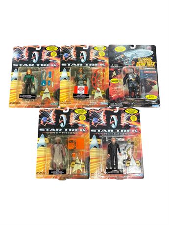 5 Playmates Star Trek Action Figures, In Original Blister Packs