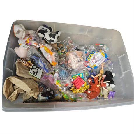Tote Full Of Assorted 1990s & 2000s Mcdonalds Happy Meal Toys, Sealed and Loose