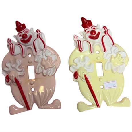 2 Vintage Clown Light Switch Face Plates