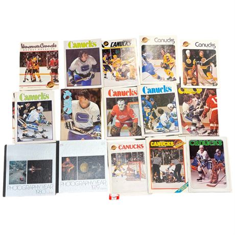 Assorted Vintage Vancouver Canucks Hockey Magazines & 2 Photography Books
