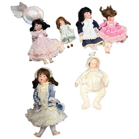 Assorted Vintage Bisque & Porcelain Dolls