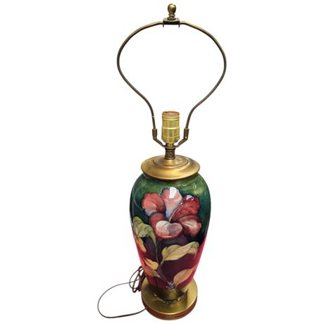 Large Vintage Moorcroft Lamp With Floral Motif