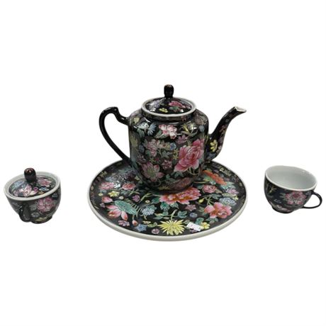 Vintage Chinese Tea Set, Teapot, Cup & Sugar Dish