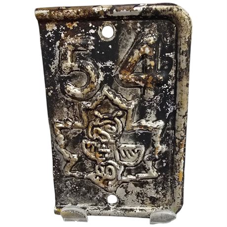 1954 British Columbia License Plate Tag