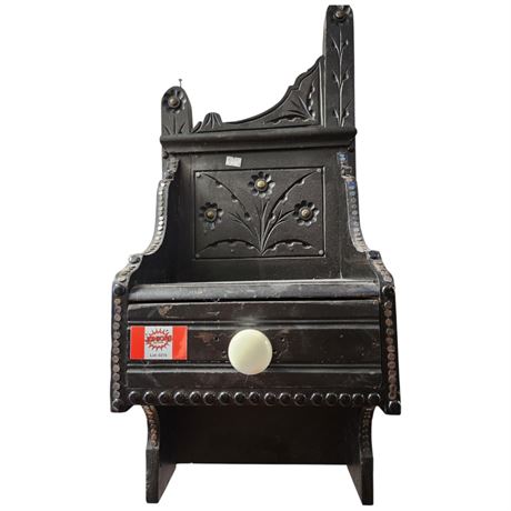 Vintage Wall Mounted Shelf With Carved Floral Motif