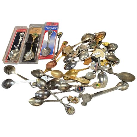 Large Assortment Of Souvenir Spoons