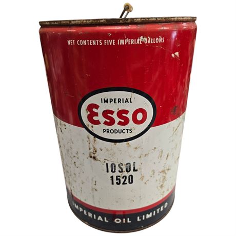Vintage 5 Imperial Gallon Esso Oil Pail