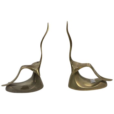 Vintage Pair Of Brass Flying Birds