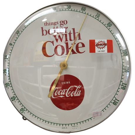 Vintage Drink Coca Cola Bubble Face Wall Thermometer