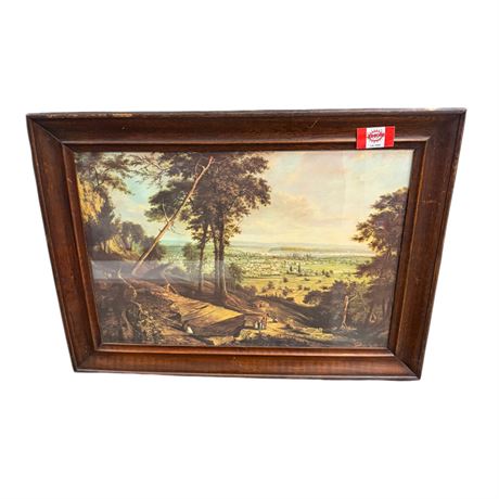 Vintage Framed Print "View Of Hamilton" 1853 By Robert Whale