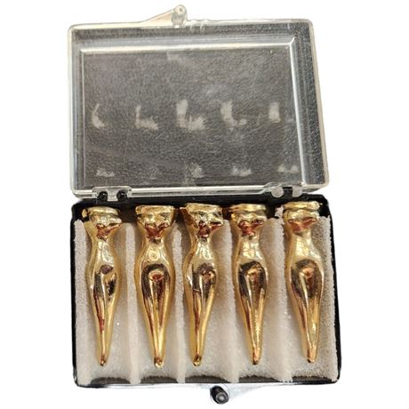 Vintage Set Of Nude Lady Golf Tees In Original Case