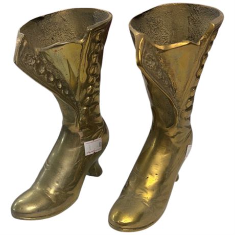Vintage Pair Of Brass Boots