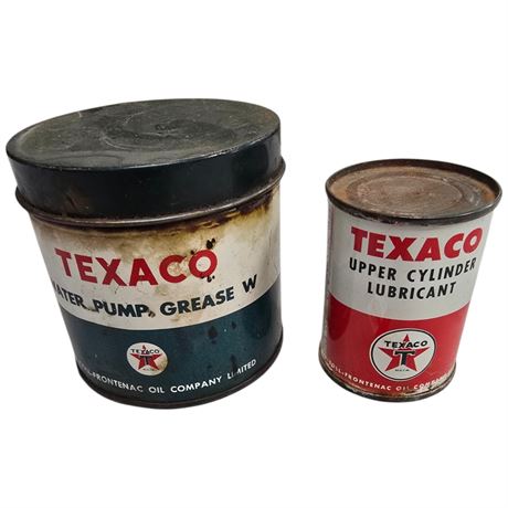 2 Vintage Texaco Cans, Upper Cylinder Lubricant, Water Pump Grease