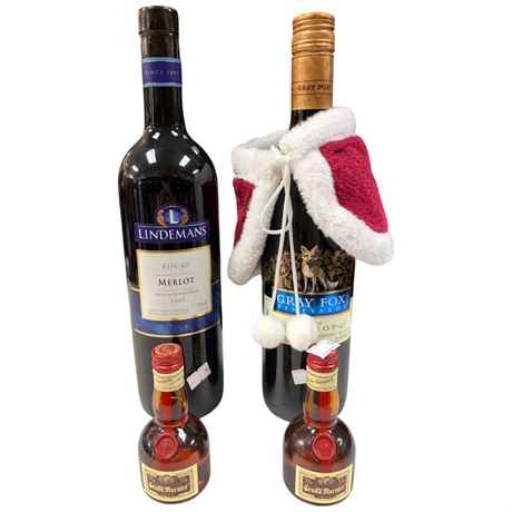2 Sealed 750Ml Bottles Of Wine & 2 Sealed Grand Marnier Shooters