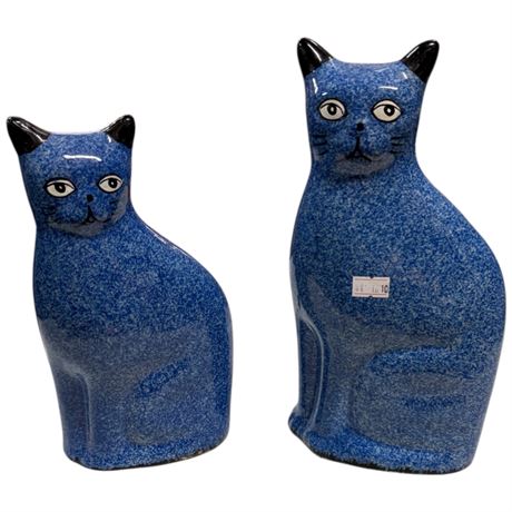 2 Vintage Porcelain Calico Cats