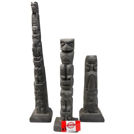3 Concrete First Nations Totem Poles