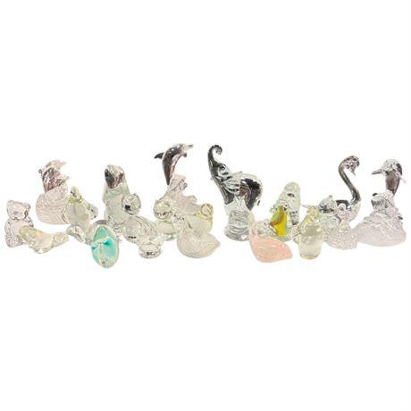 Large Assortment Of Crystal & Glass Animal Figurines
