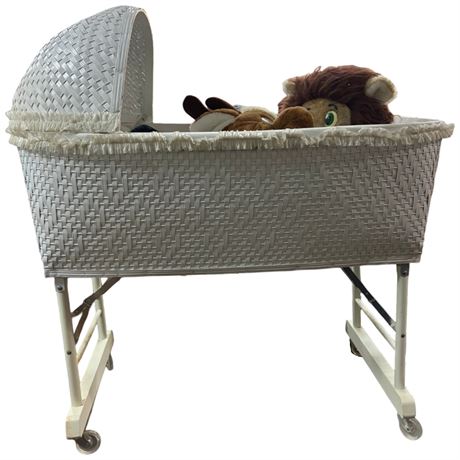 Vintage Baby Bassinet Full Of Vintage Plushies