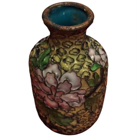 Miniature Cloisonne Vase With Floral Motif