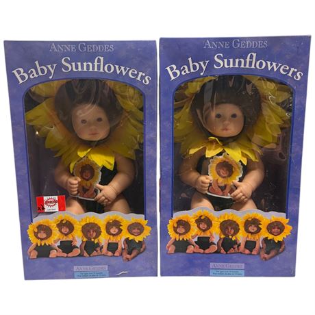 2 Vintage Anne Geddes Baby Sunflowers
