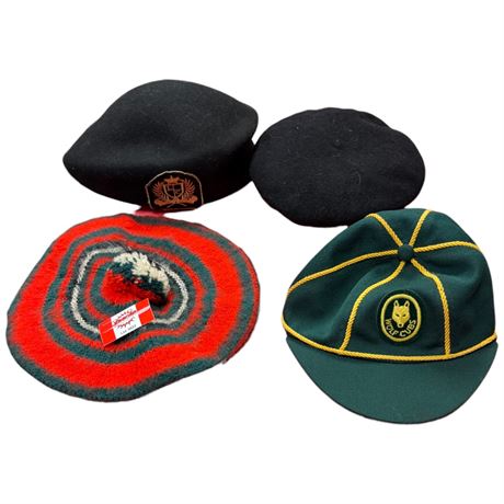 Assorted Vintage Hats, Wolf Cubs, Rcac, Lc & Scottish Cap