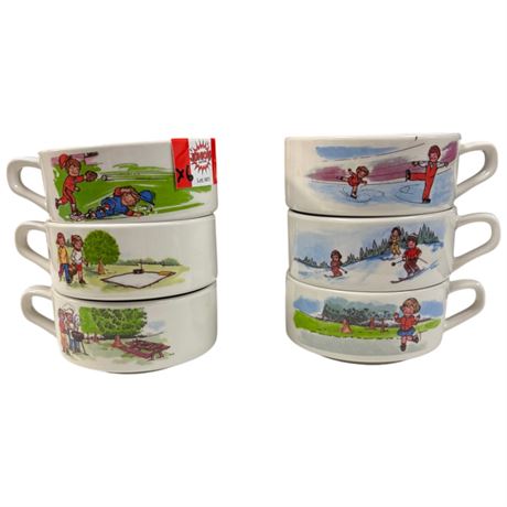 6 Vintage Campbells Kids Stacking Soup Bowls
