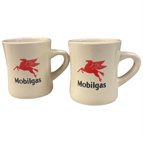 2 Vintage Mobil Gas Coffee Mugs