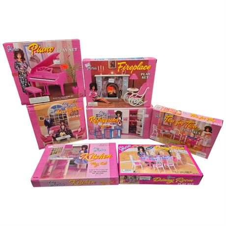 7 Vintage Gloria Playsets, In Original Boxes