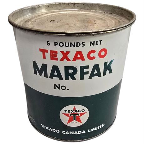 Vintage 5Lb Texaco Marfak Can, With Lid
