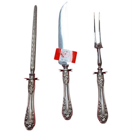 3 Piece Carving Set With Sterling Silver Handles