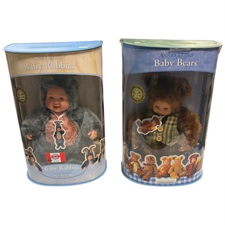 2 Vintage Anne Geddes, Rabbit & Bear