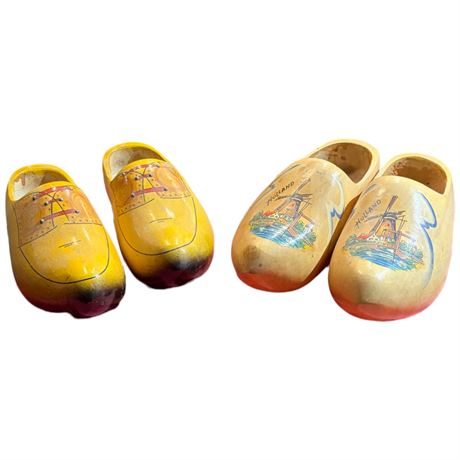 2 Vintage Pairs Of Decorative Clogs