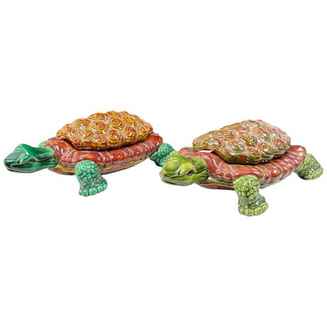 2 Vintage Porcelain Turtles, With Removable Shells