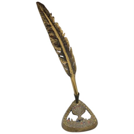 Vintage Brass Jerusalem Quill Pen