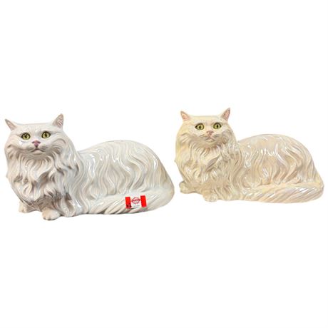 2 Large Vintage Porcelain Cats