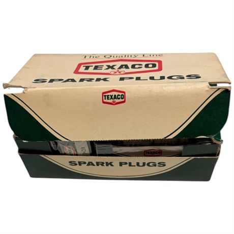 Vintage Texaco Spark Plug Box, Full Of New Vintage Spark Plugs