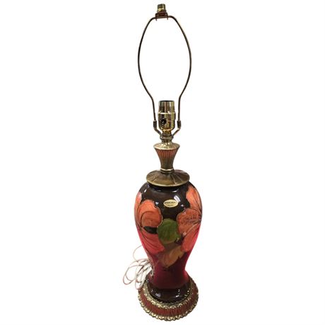 Large Vintage Moorcroft Lamp With Floral Motif
