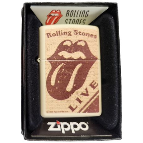 New Never Used Rolling Stones Zippo Lighter, In Original Case