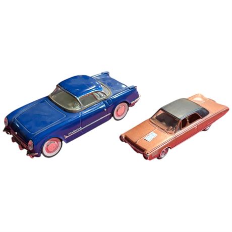 2 Vintage Model Cars, Friction Chevrolette & Chrysler Experimental Turbine Car