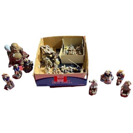 Large Assortment Of Vintage Miniature Chinese Mudmen