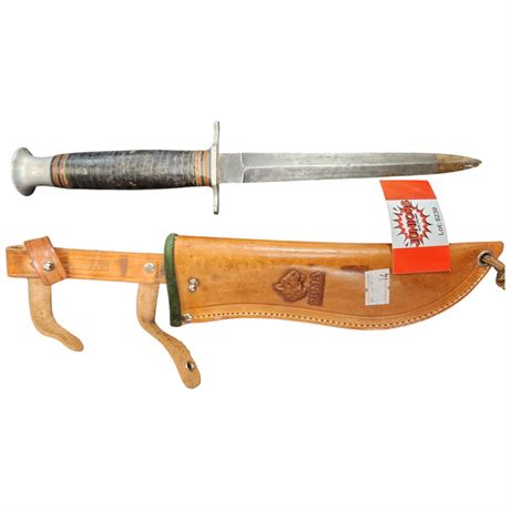 Vintage William Rodgers Knife, In Leather Puma Sheath