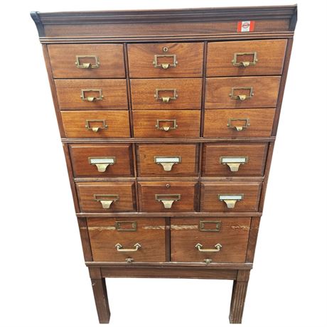 Vintage Mahogany 4 Tier Stacking Filing Cabinet