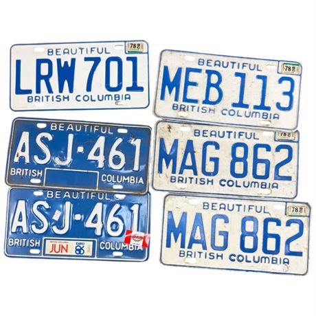 Assorted Vintage B.C License Plates