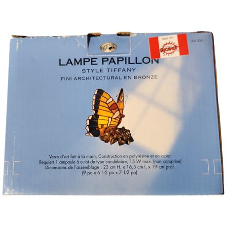 Tiffany Style Butterfly Lamp, In Original Box