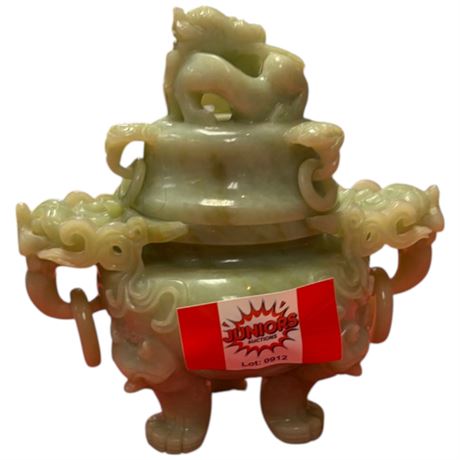Vintage Carved Jade Incense Bowl