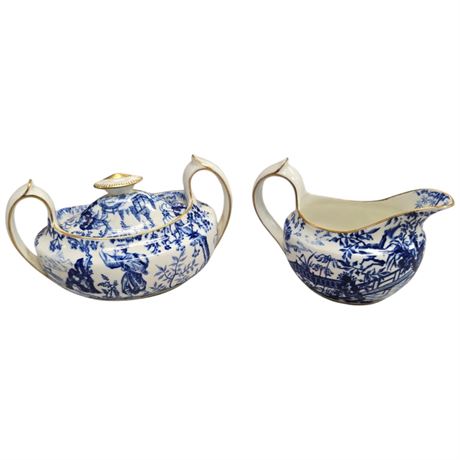 Vintage "Mikado" Royal Crown Derby Creamer & Sugar Dish